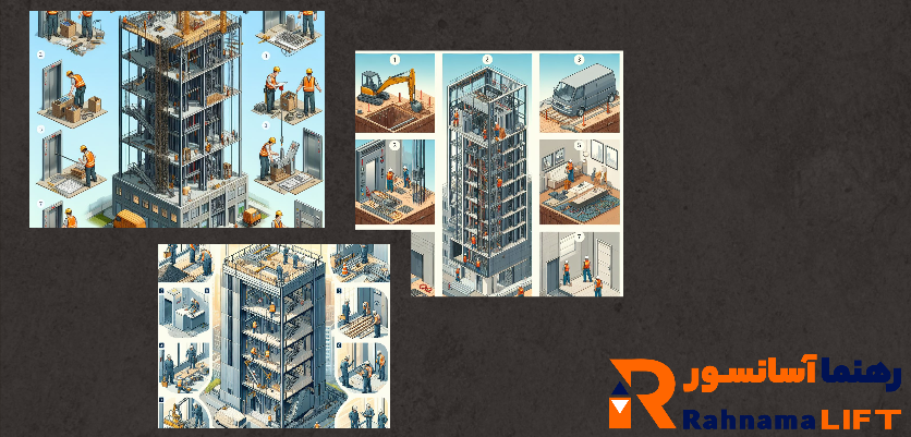 مراحل- نصب آسانسور وسط راه پله